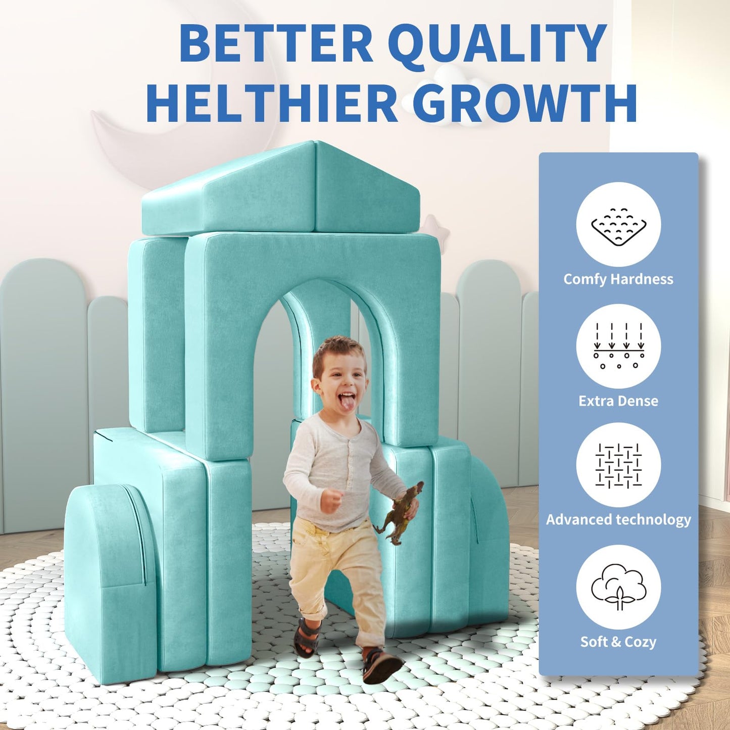 Modular Kids’ Couch with 10 Foam Pieces