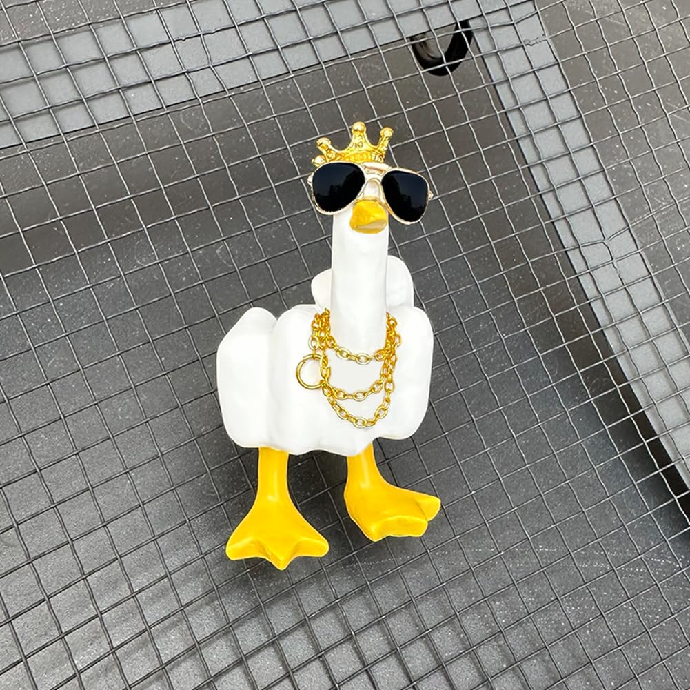 Middle Finger Duck Resin Figurine with Crown