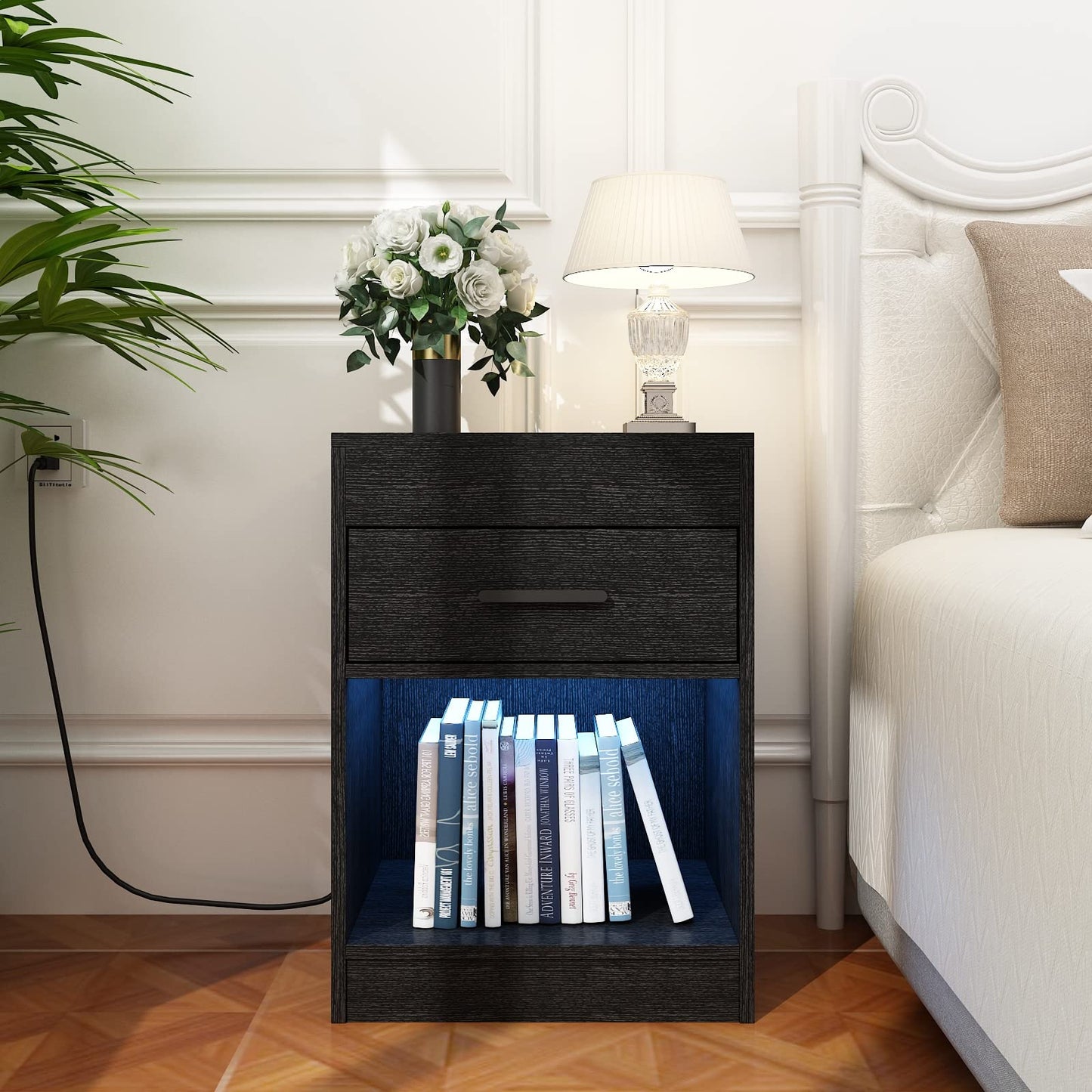 Concealed-Storage Nightstand with Lights