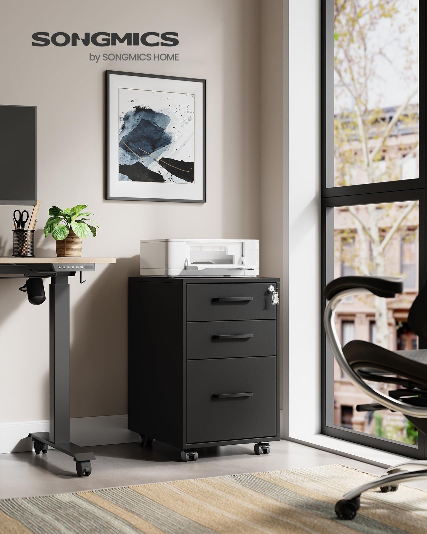 Lockable Three-Drawer File Cabinet