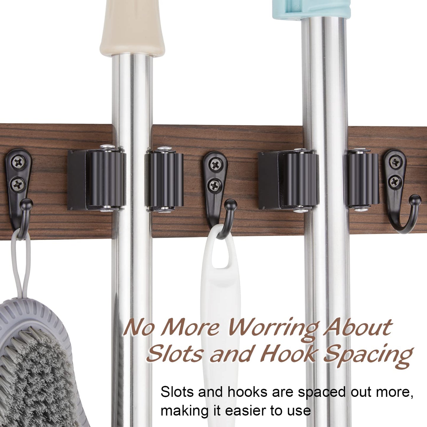 Rustic Wall-Mounted Broom and Mop Organizer