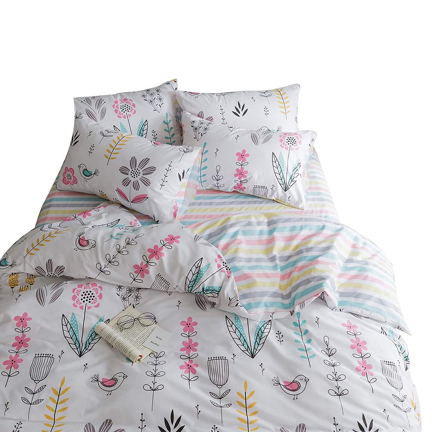 Floral Bird Print Girls Duvet Cover