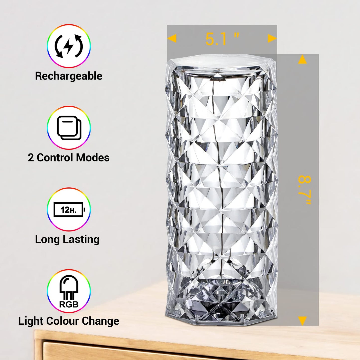 Crystal Touch Control Table Lamp