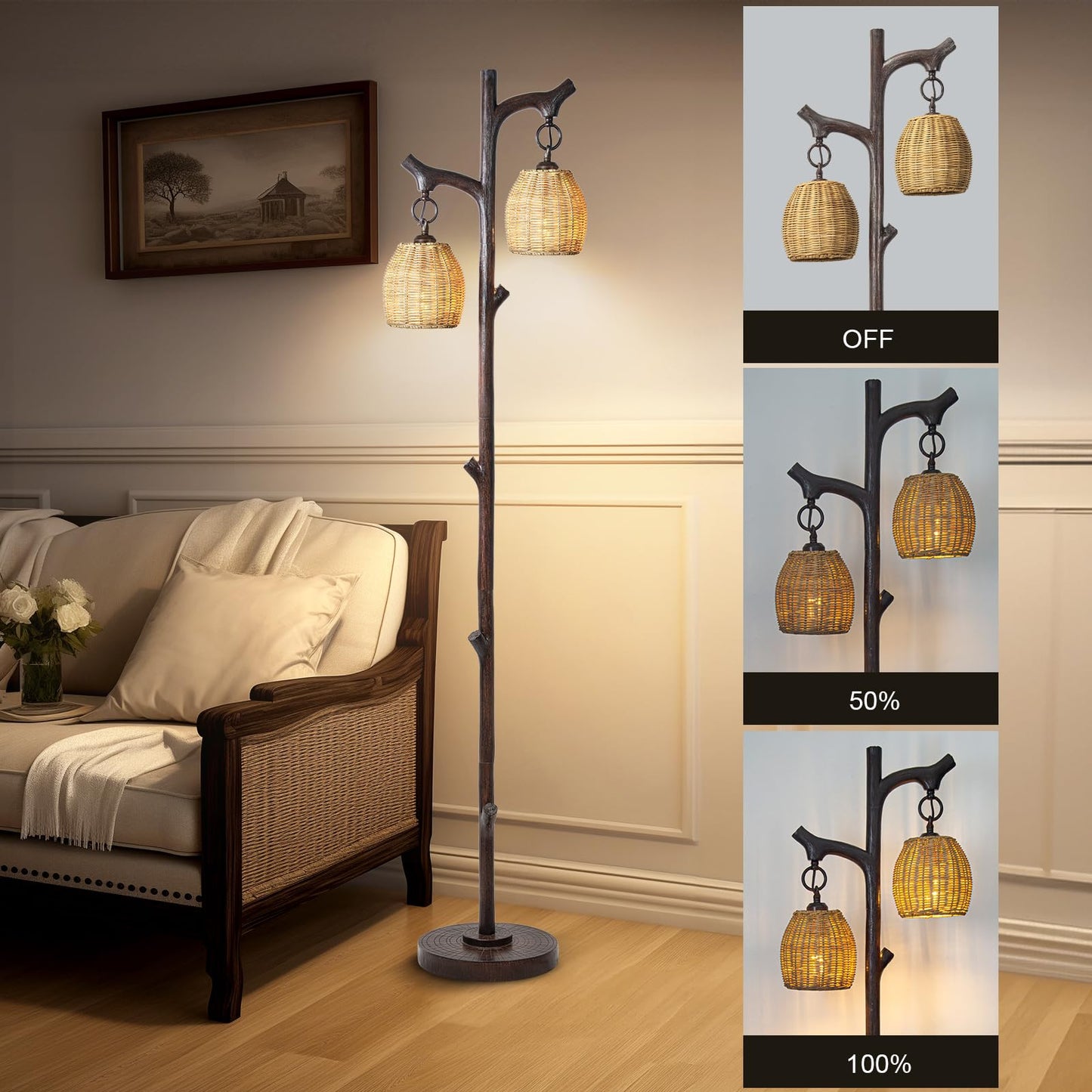 Scenekoy Rustic Farmhouse Standing Floor Lamp