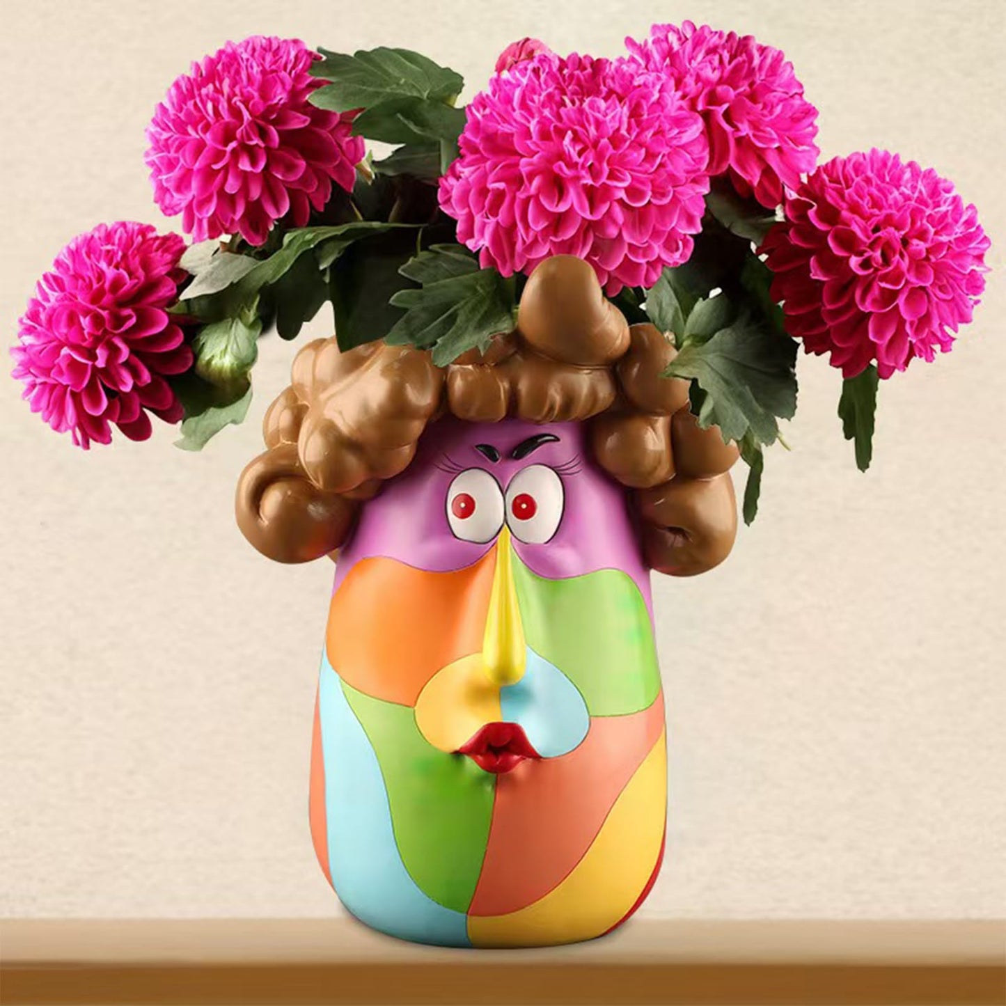 TOZLU Curly Haired Girl Abstract Planter