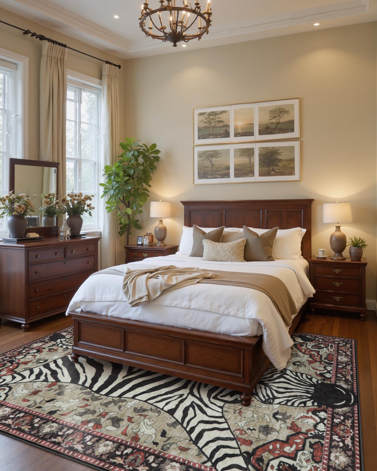 Machine-Washable Faux Wool Zebra Rug