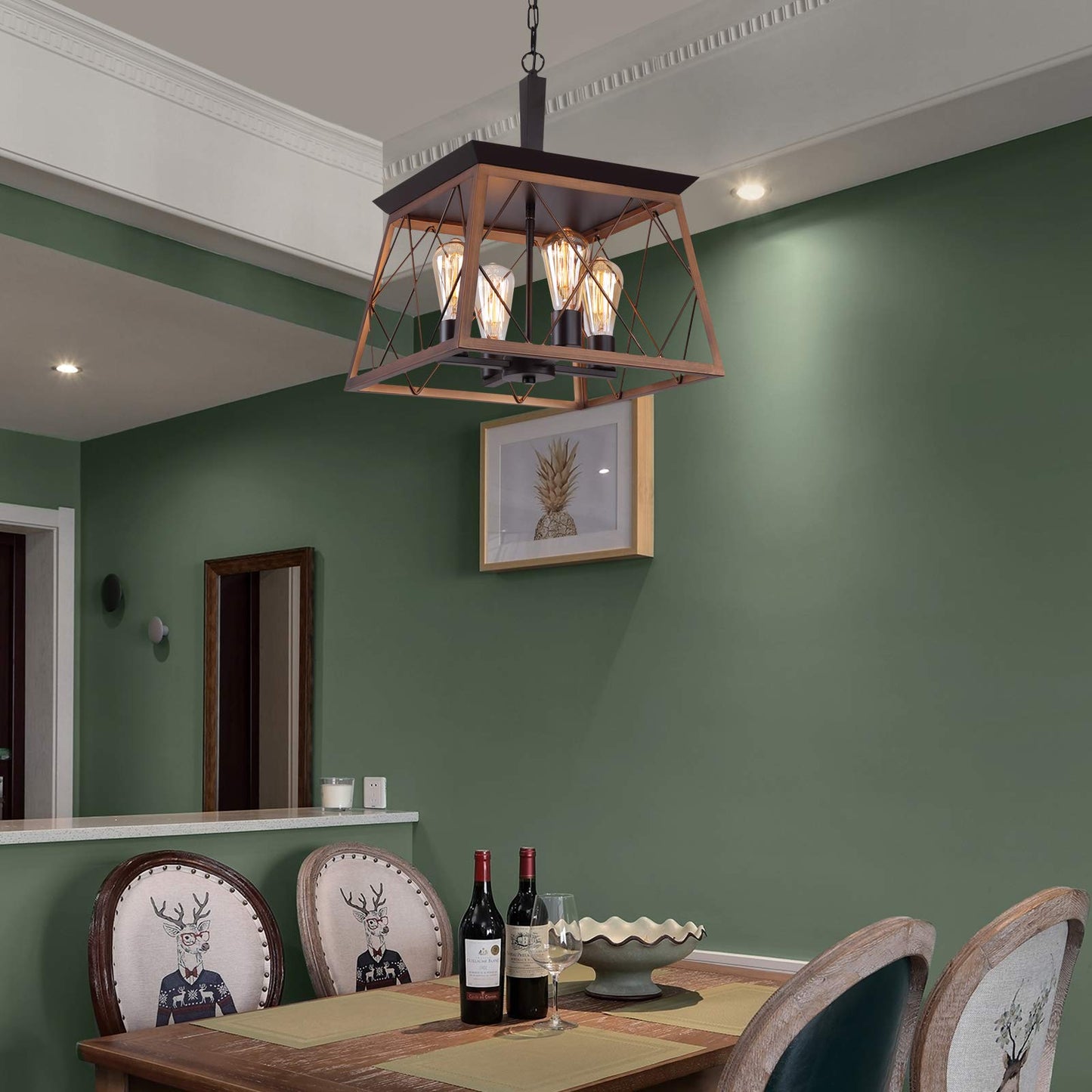 Rustic Four-Light Farmhouse Chandelier