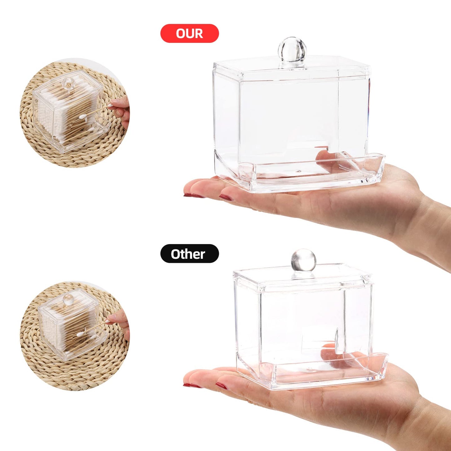 Clear Bathroom Organizer - Qtips Cotton Ball Holder