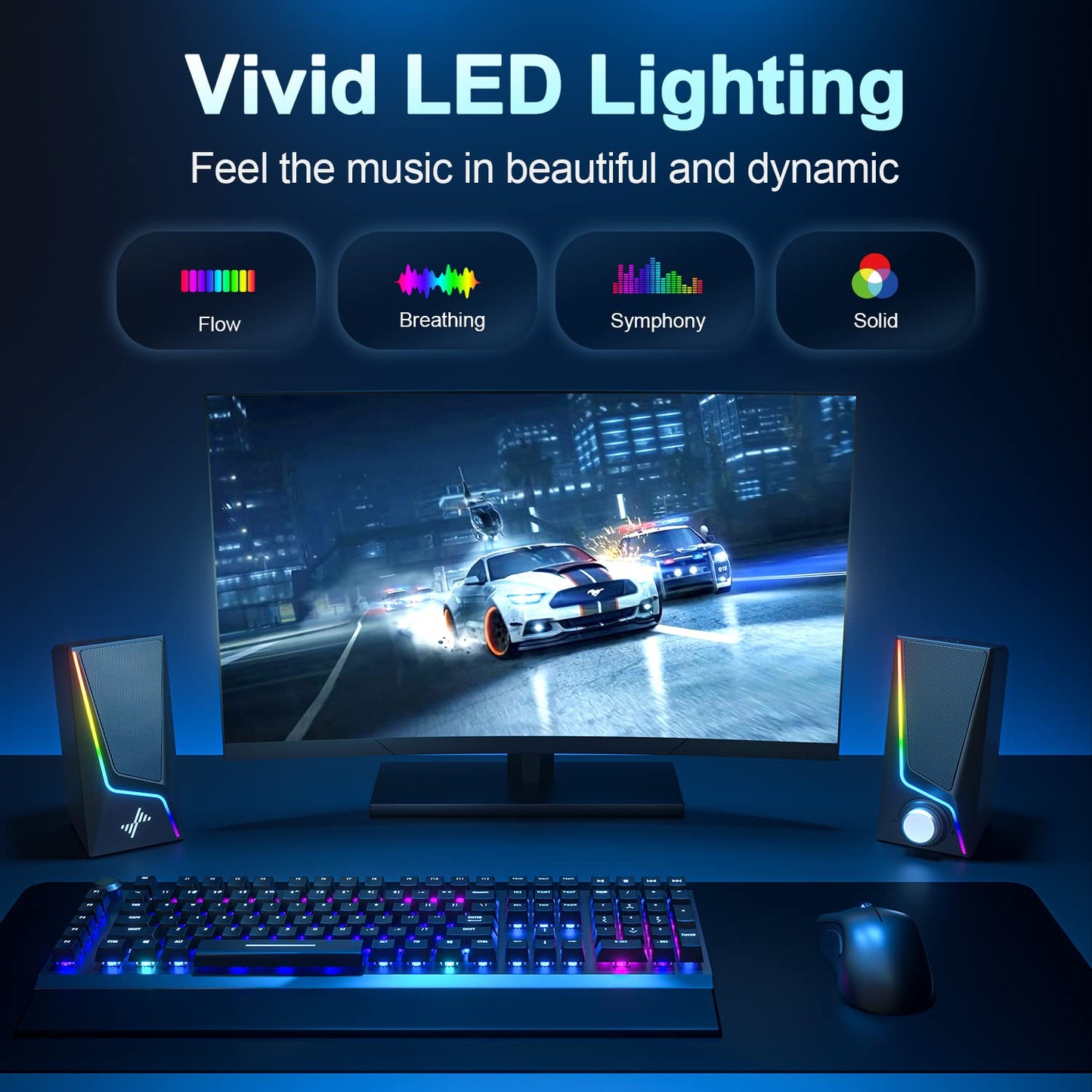 PC Speakers with 6 Lighting Modes