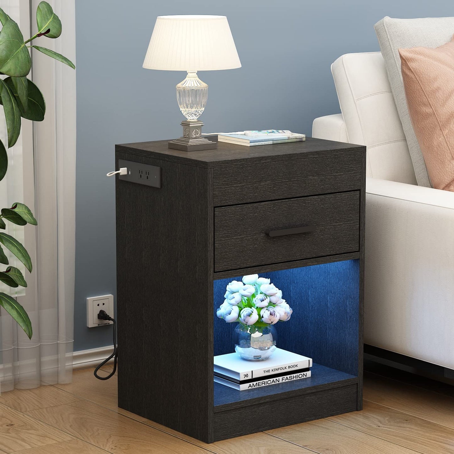 Concealed-Storage Nightstand with Lights