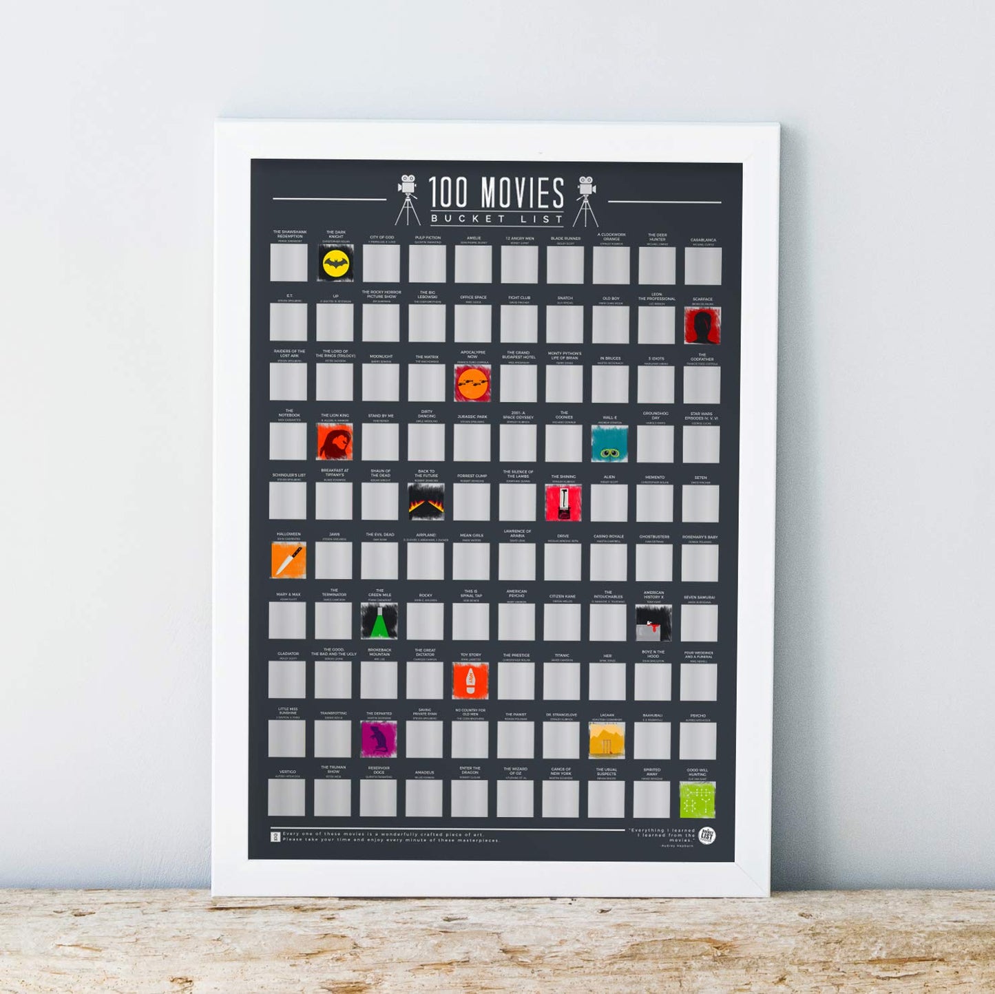 100 Movies Scratch Off Poster - Cinema Bucket List