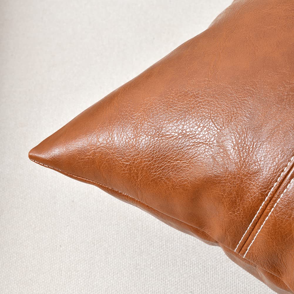 Faux Leather Patchwork Pillow Covers (Set of 2)