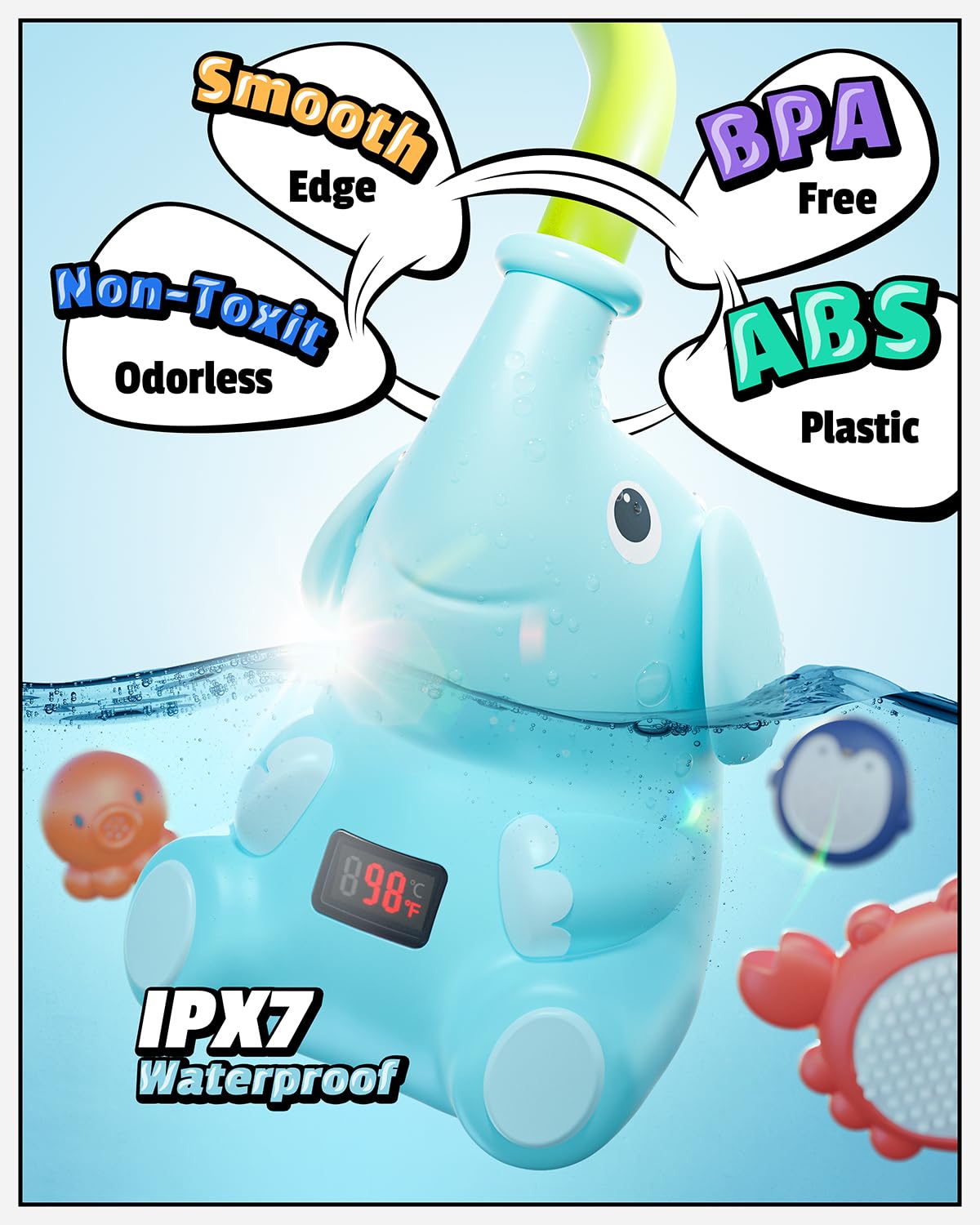 LED Baby Bath Toys with Temperature Display