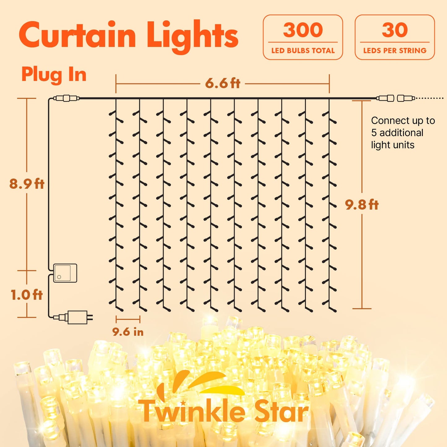 Twinkle Star LED Curtain Lights