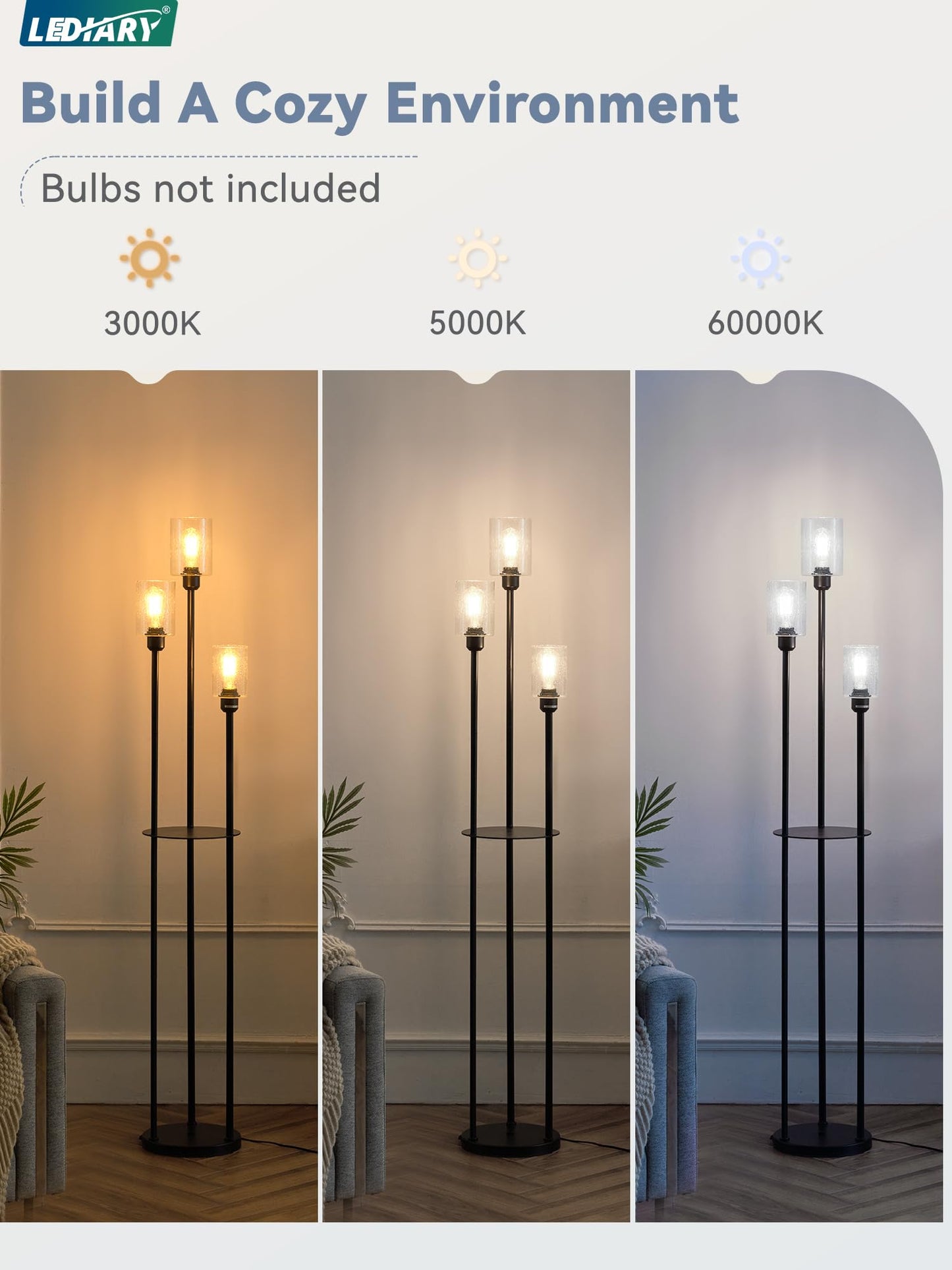 Modern Floor Lamp with Shelves