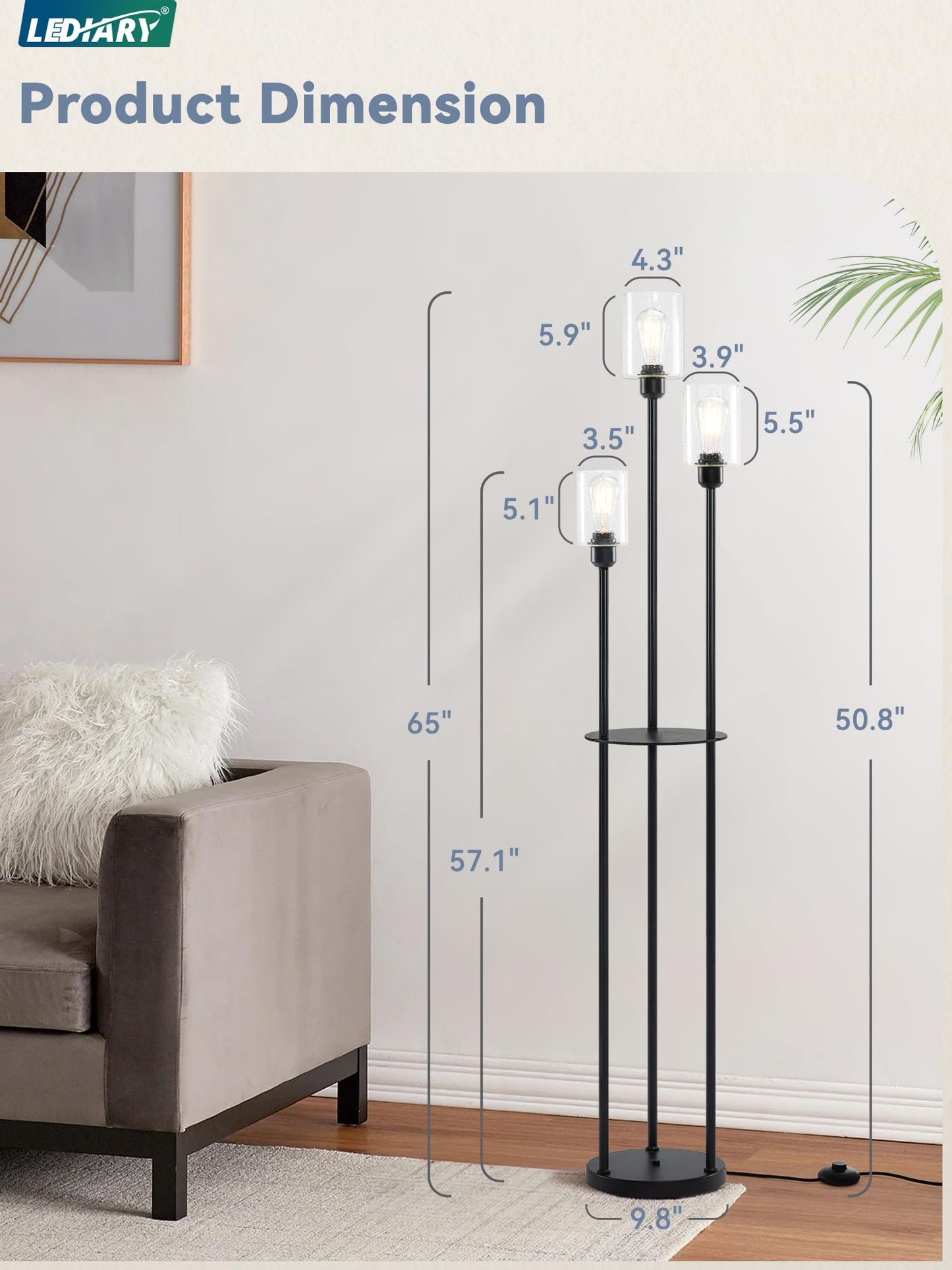 Modern Floor Lamp with Shelves