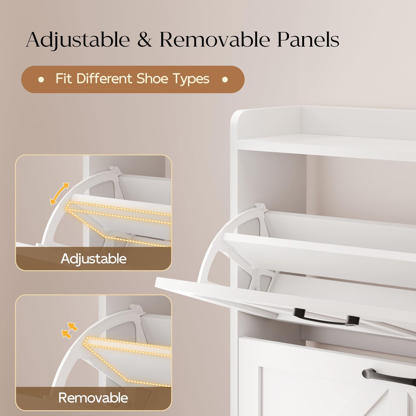 Modern Shoe Storage Cabinet with Flip Drawers