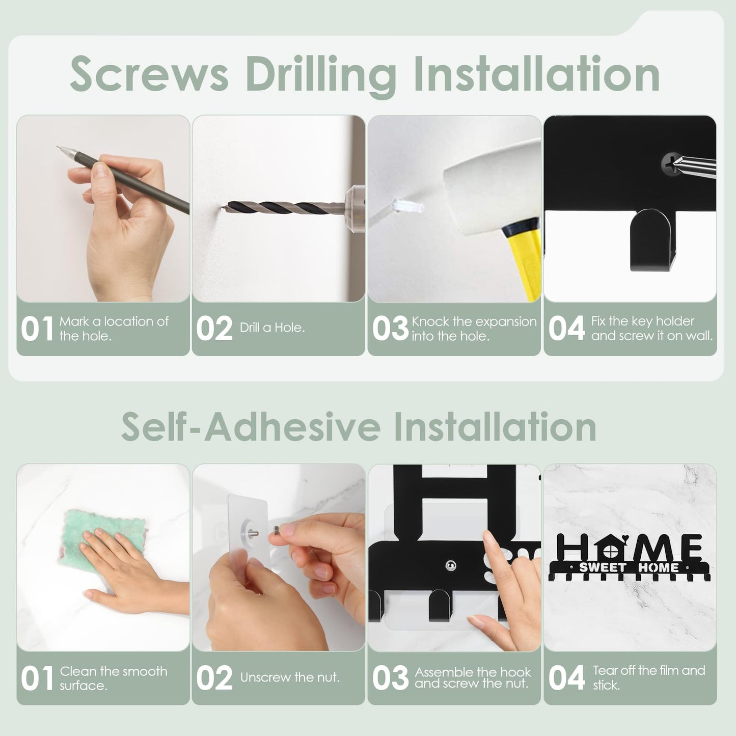 Key Holder Wall Mount with 10 Hooks