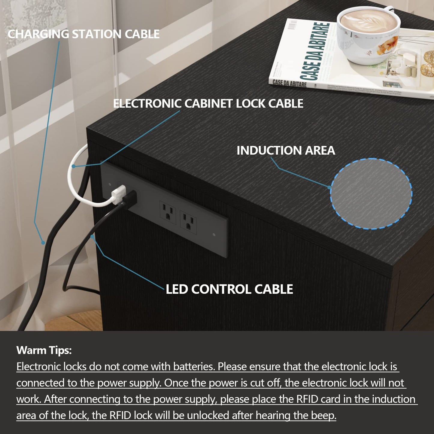Concealed-Storage Nightstand with Lights