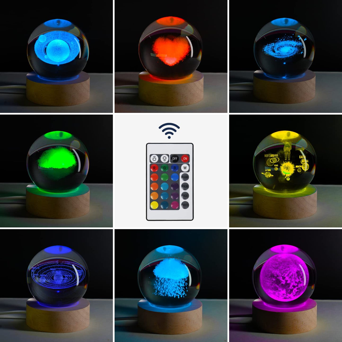 3D Galaxy Crystal Ball Night Light