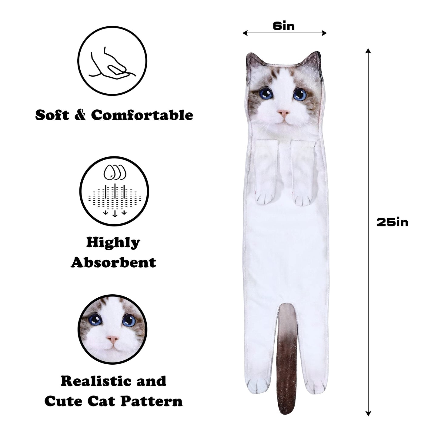 Cat Funny Hand Towels for Bathroom