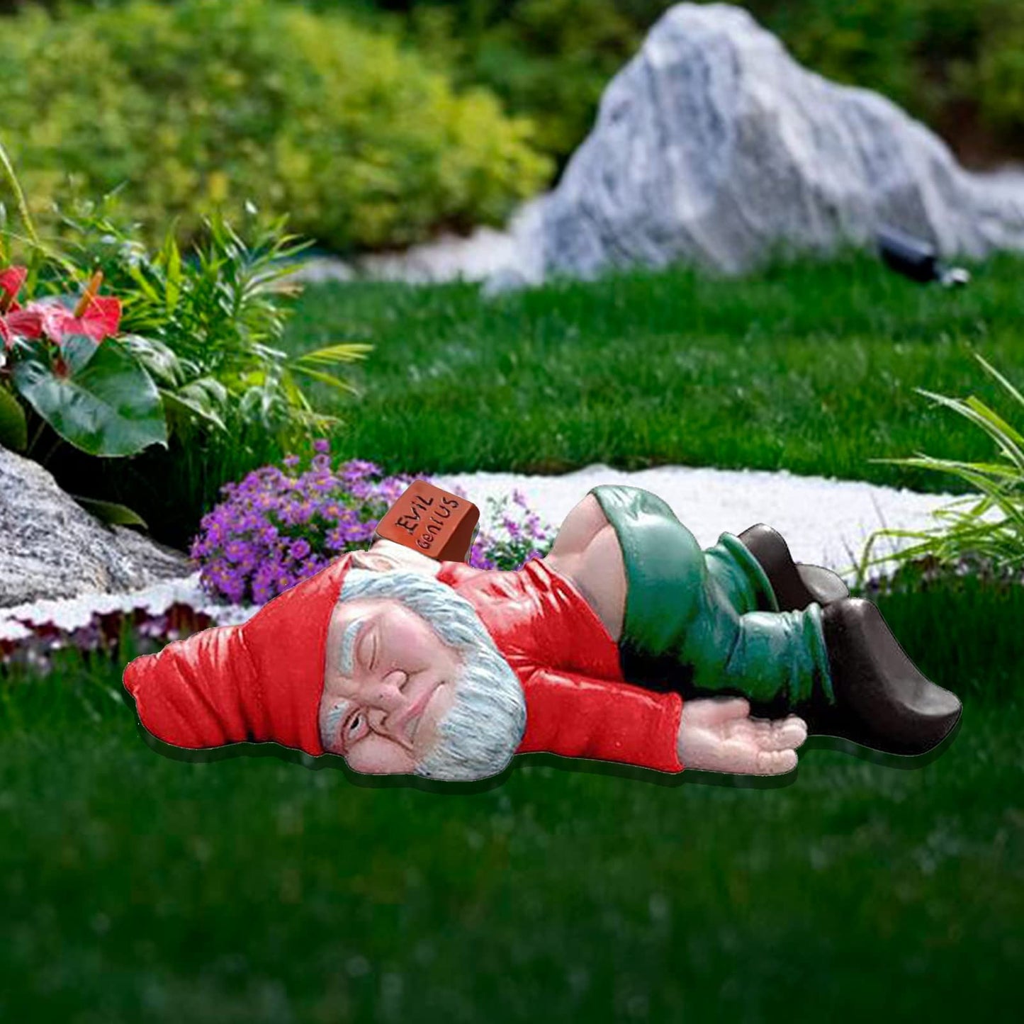 Funny Garden Gnome Statue - 5.9" Red