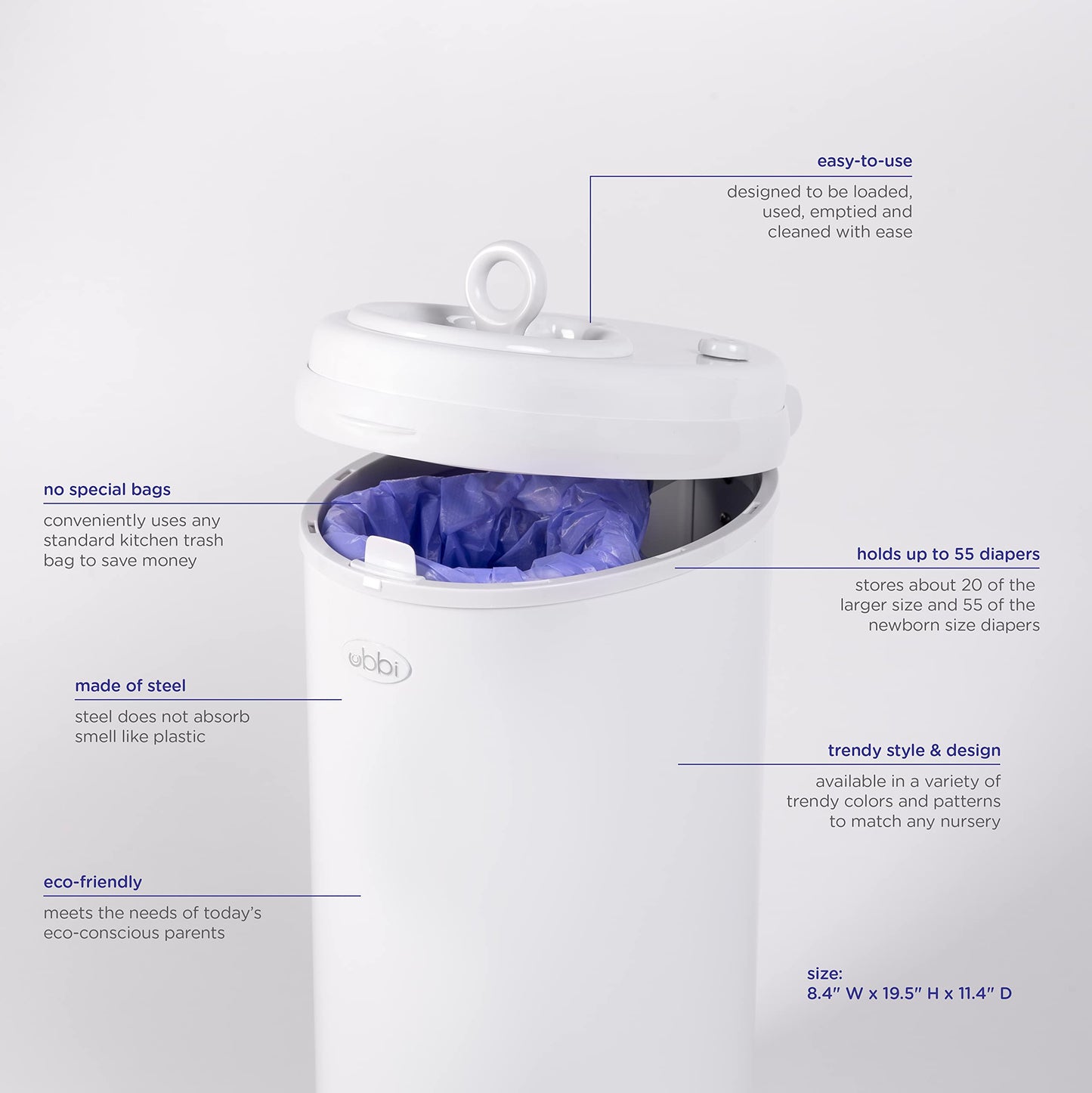 Steel Diaper Pail - Odor Locking