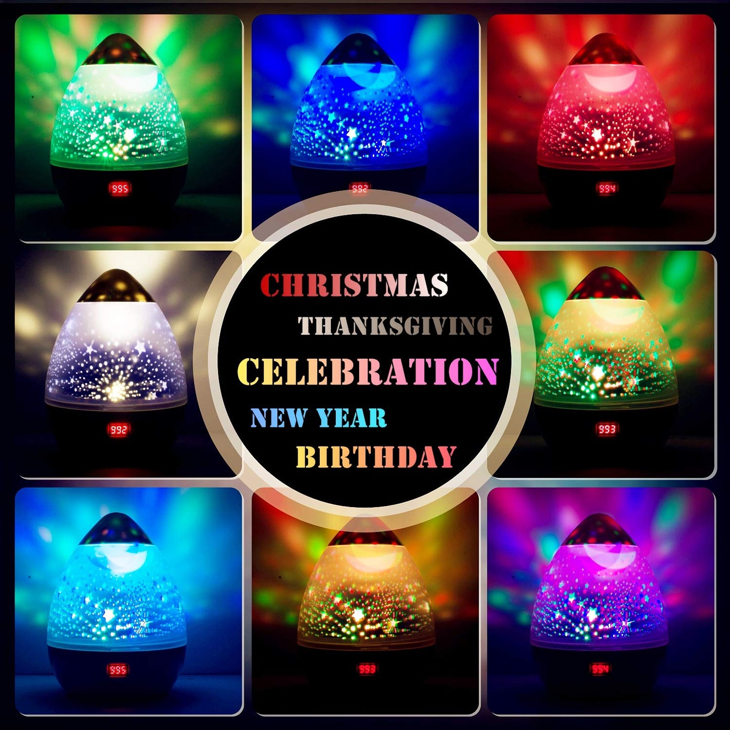 Multiple Colors Star Light Rotating Projector