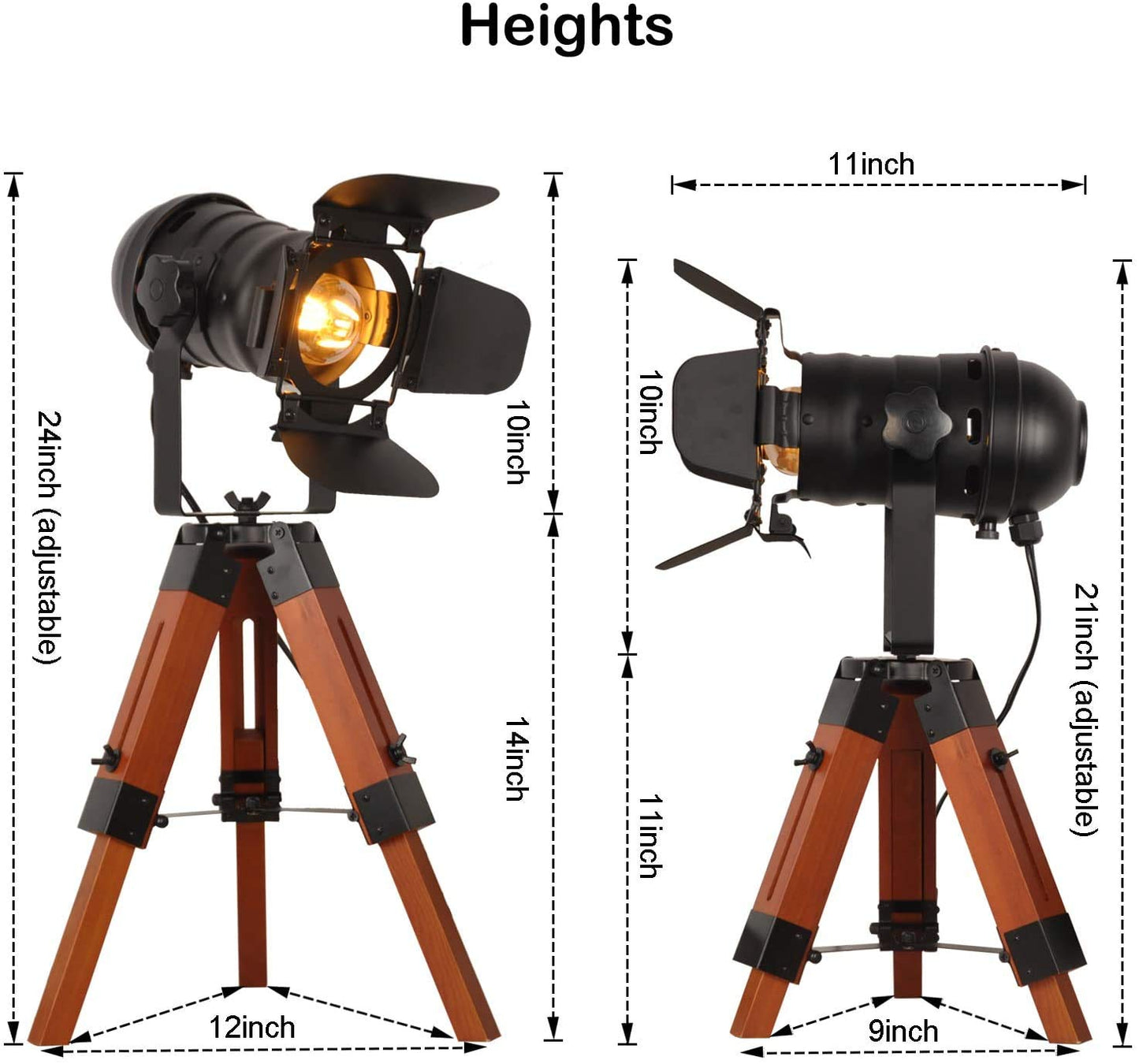 Industrial Tripod Wood Table Lamp