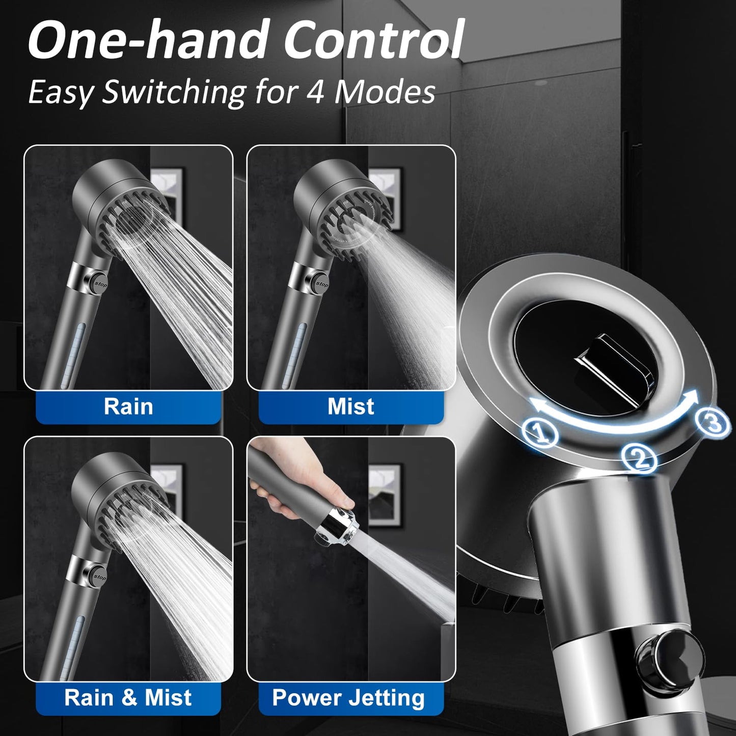 High-Pressure Shower Head with Built-In Scalp Massager