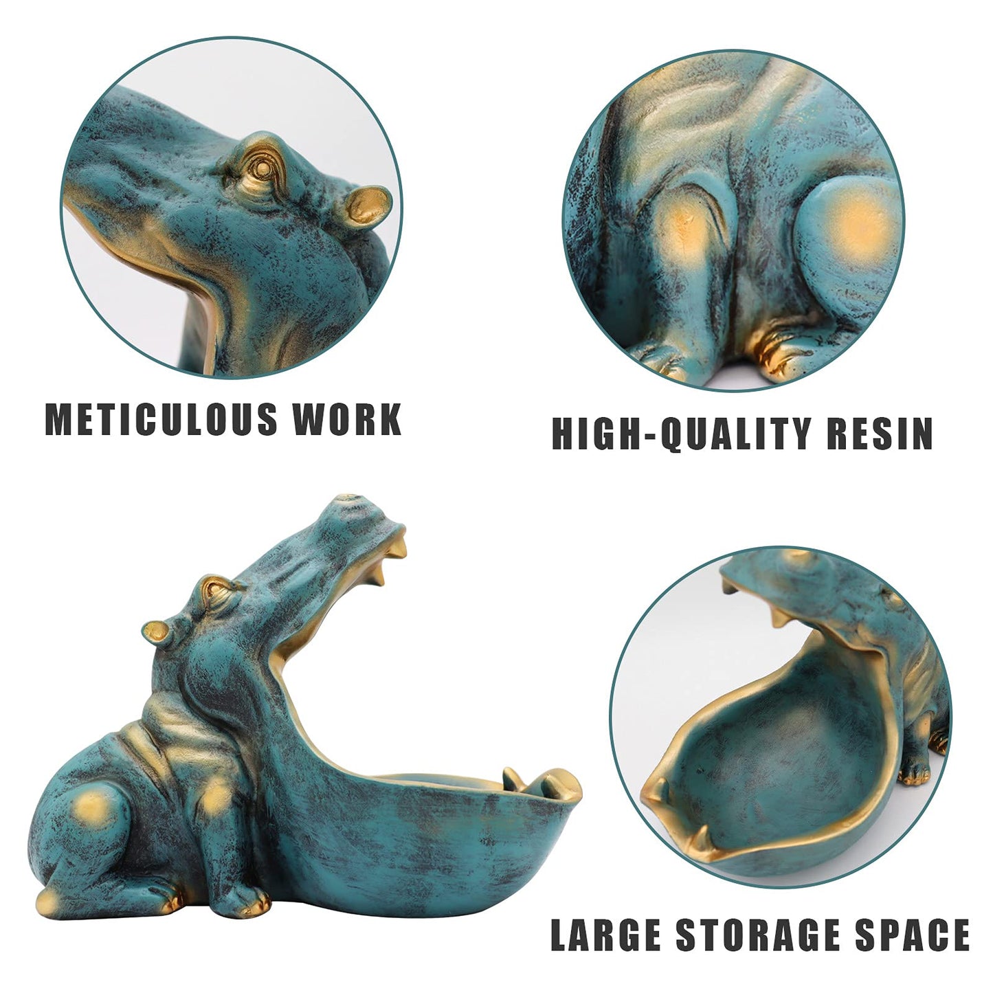 Hippo Statue Resin Candy Dish