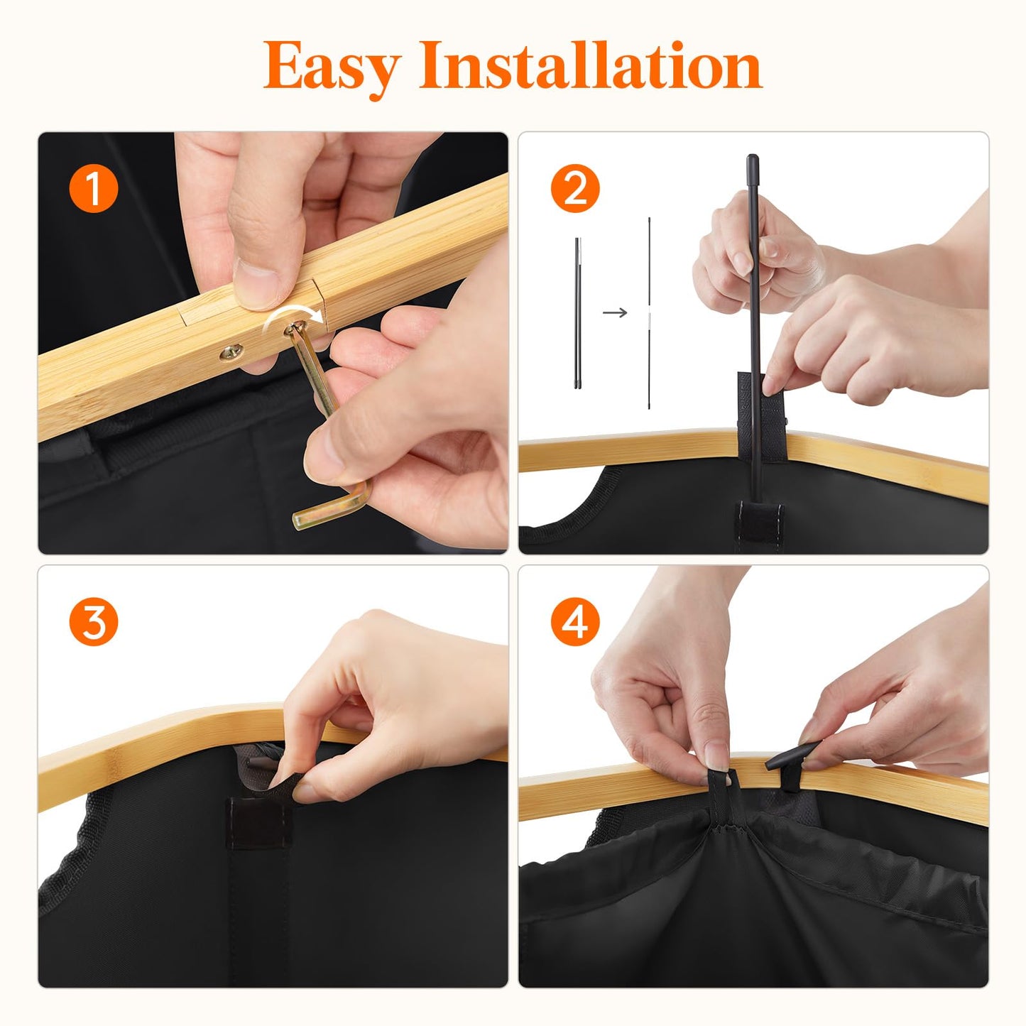 Double Laundry Hamper with Bamboo Handles