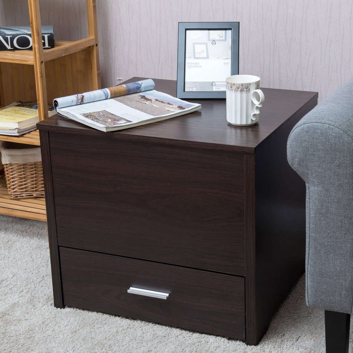 Side End Table with Hidden Compartment