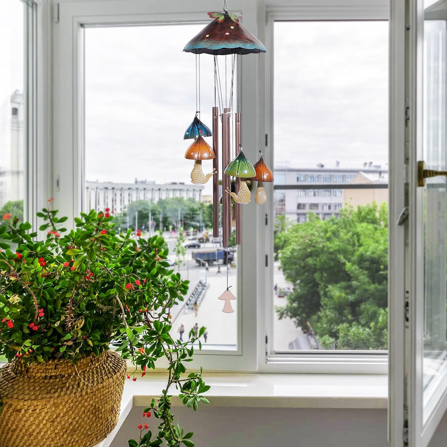 Solar Mushroom Wind Chime for Garden
