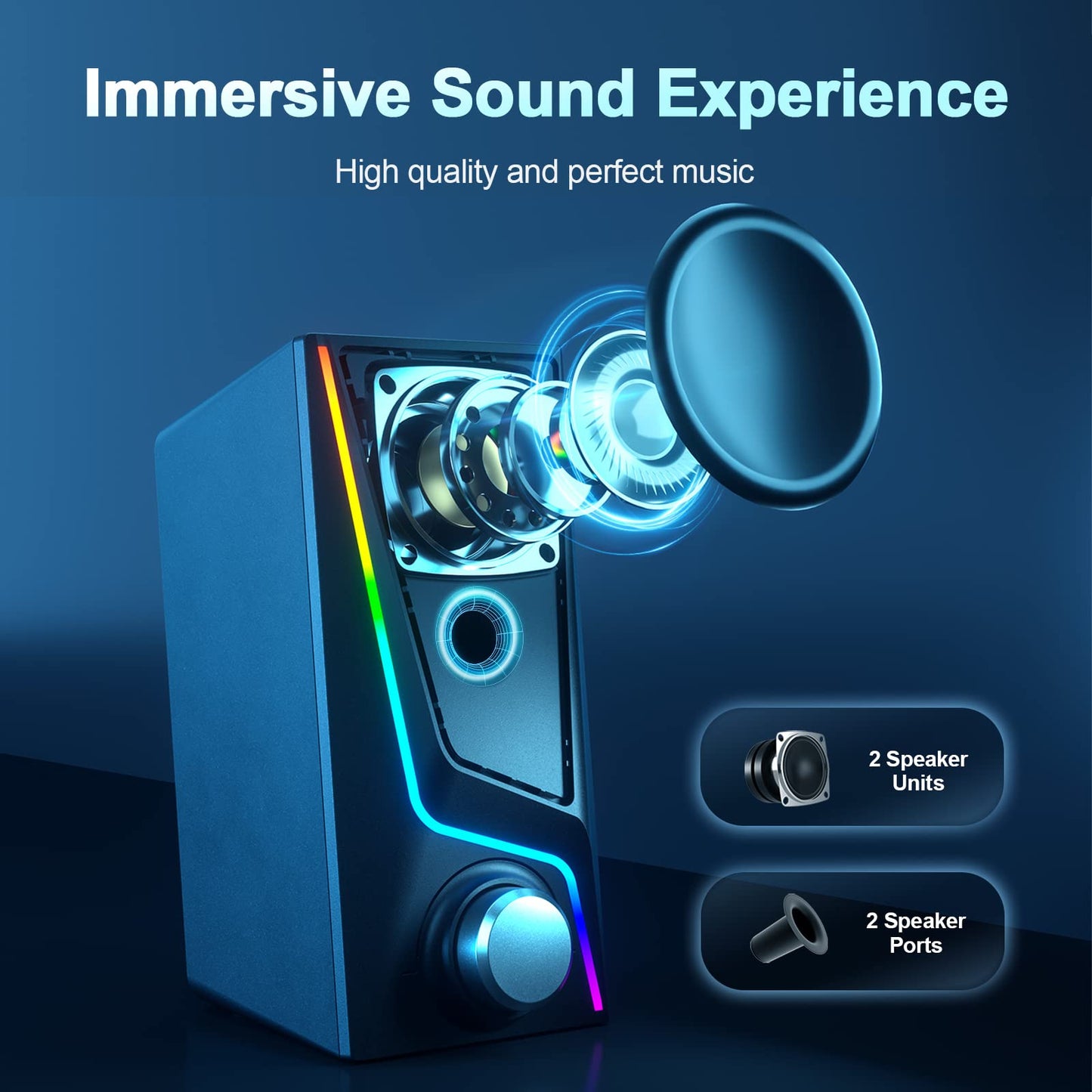 PC Speakers with 6 Lighting Modes