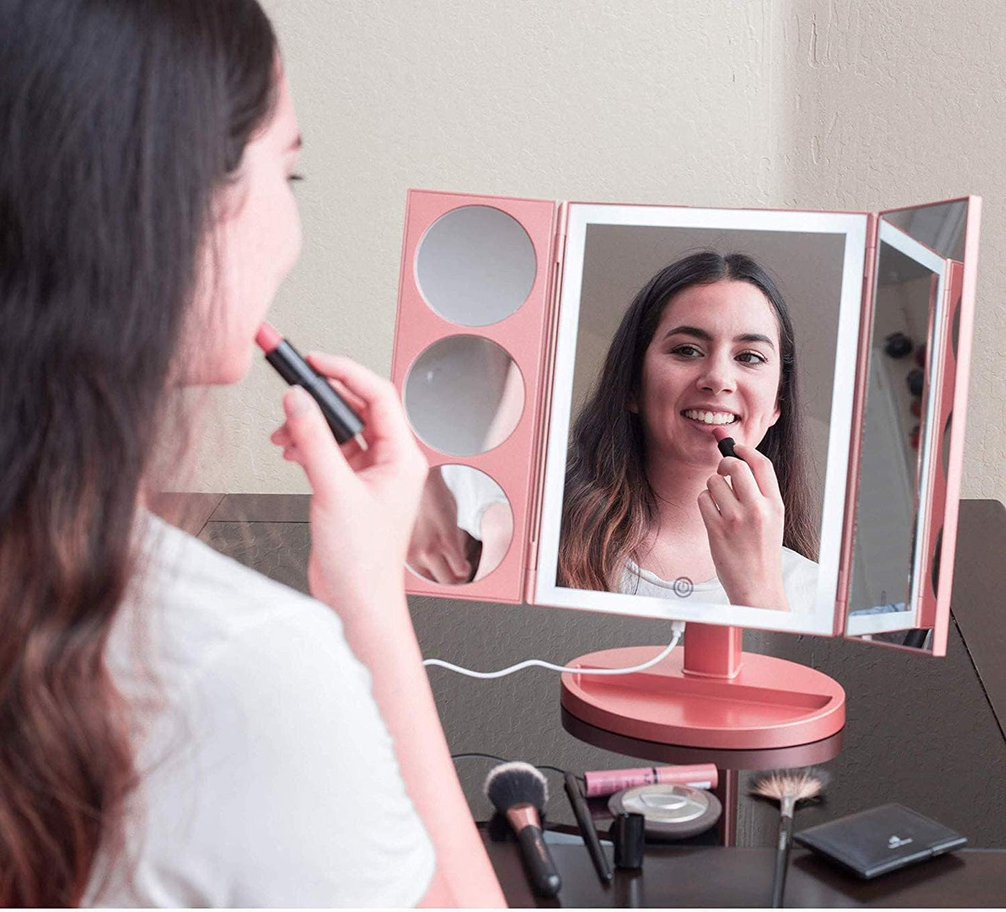 X-Large Vanity Makeup Mirror with LED Lights - Rose Gold