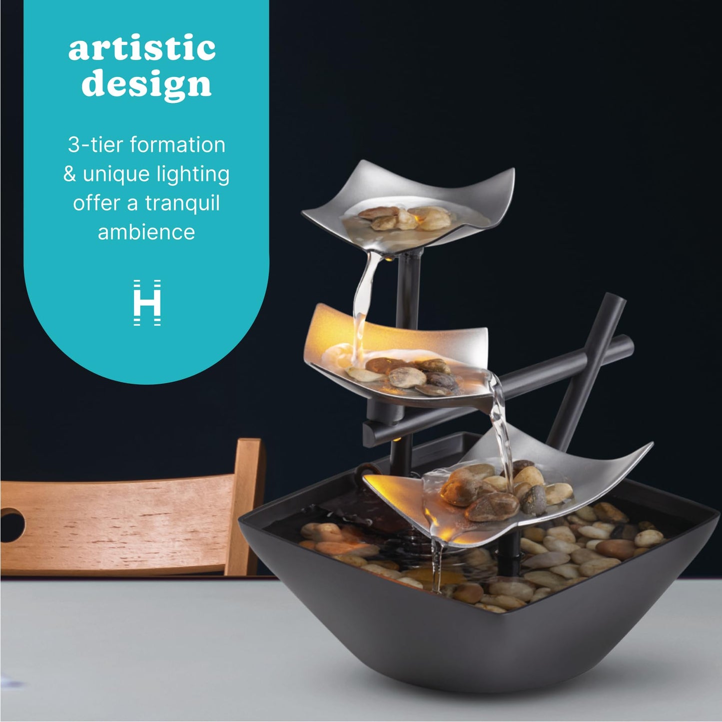 Tranquil Tabletop Fountain with Gentle Water Flow