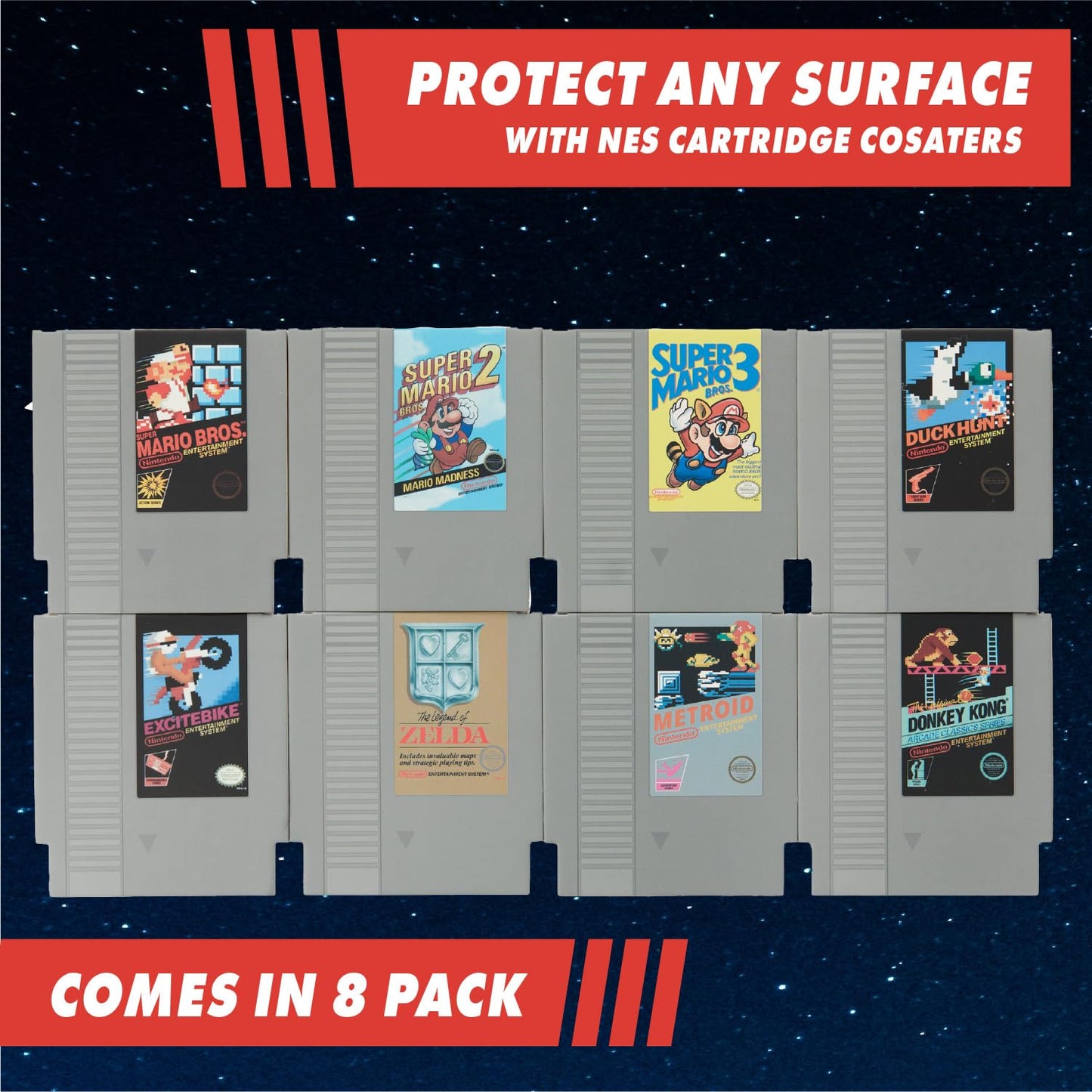 Nintendo NES Cartridge Retro Drink Coasters