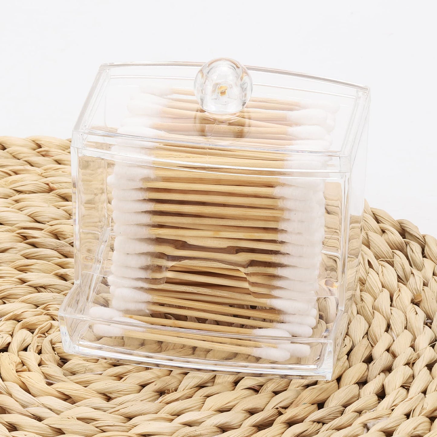 Clear Bathroom Organizer - Qtips Cotton Ball Holder