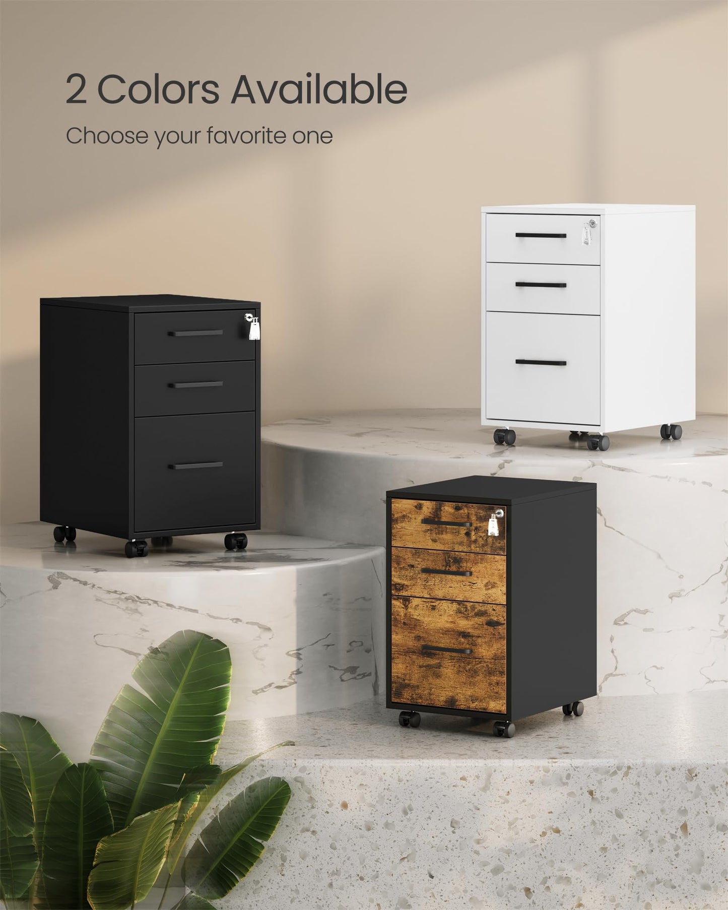 Lockable Three-Drawer File Cabinet