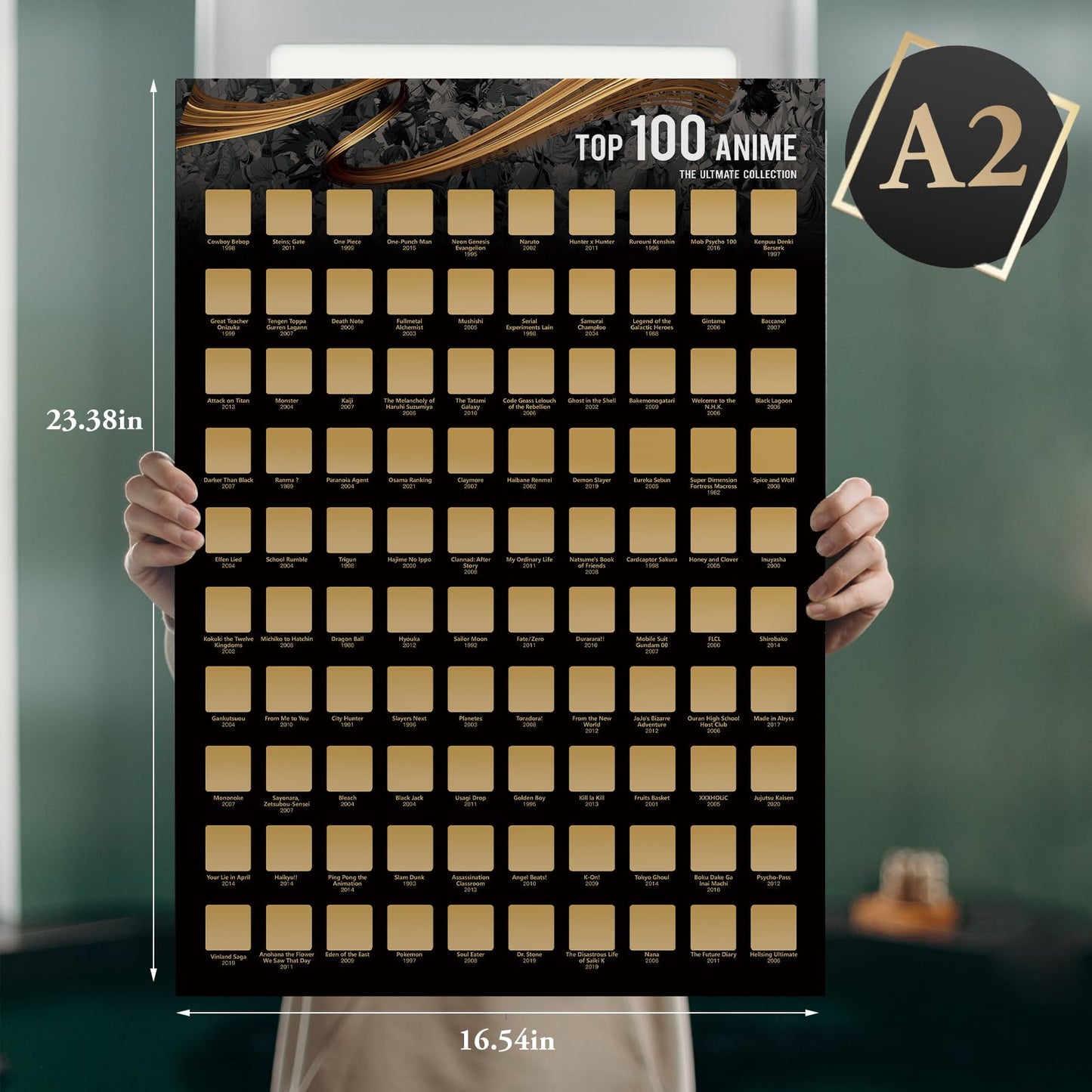 Top 100 Anime Scratch Off Poster