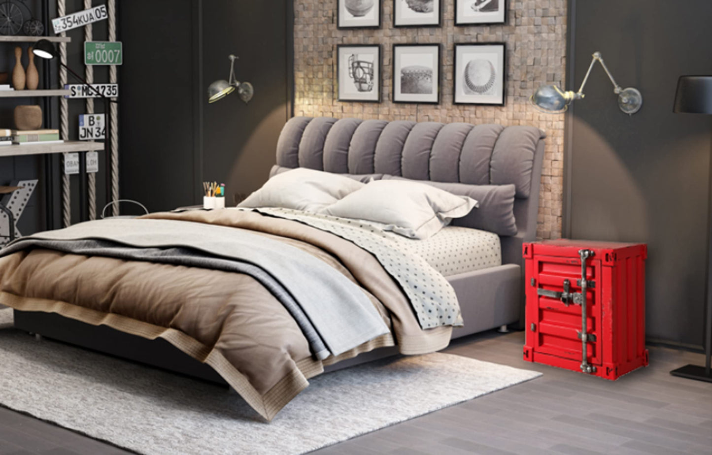 Industrial Nightstand with Lock