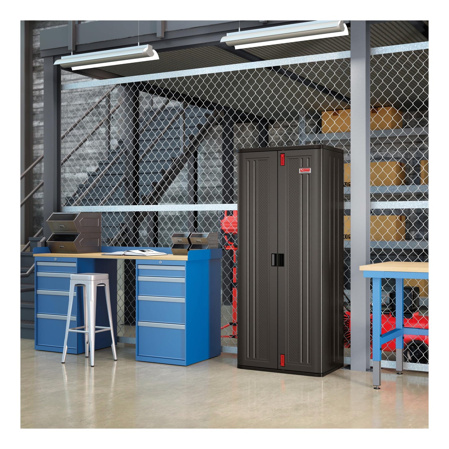 Heavy-Duty Resin Cabinet with Shelves - Black