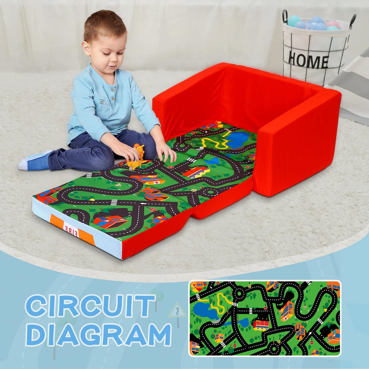 Kids Sofa Bed - Fire Truck Design