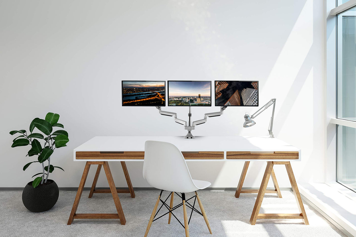 Triple Monitor Desk Mount