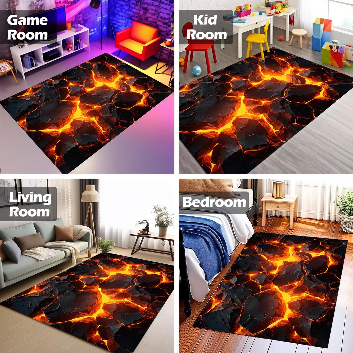3D Lava Rug - Optical Illusion Carpet for Living Room
