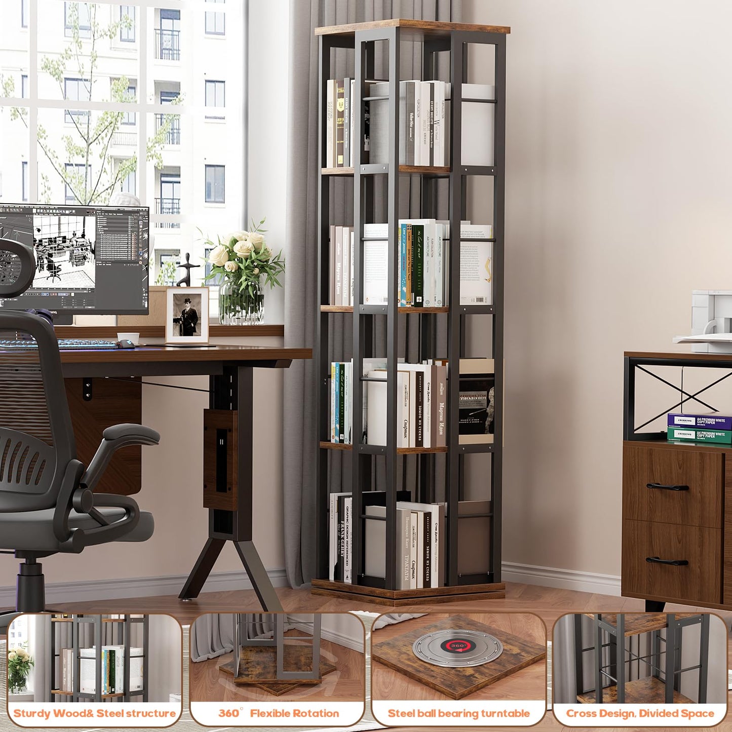 Rotating Corner Bookshelf