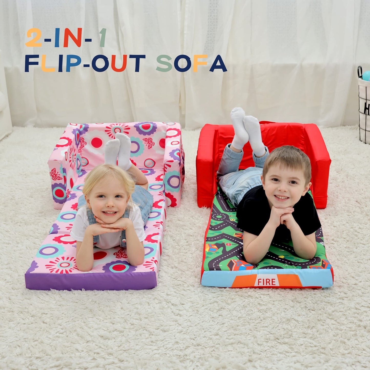 Kids Sofa Bed - Fire Truck Design