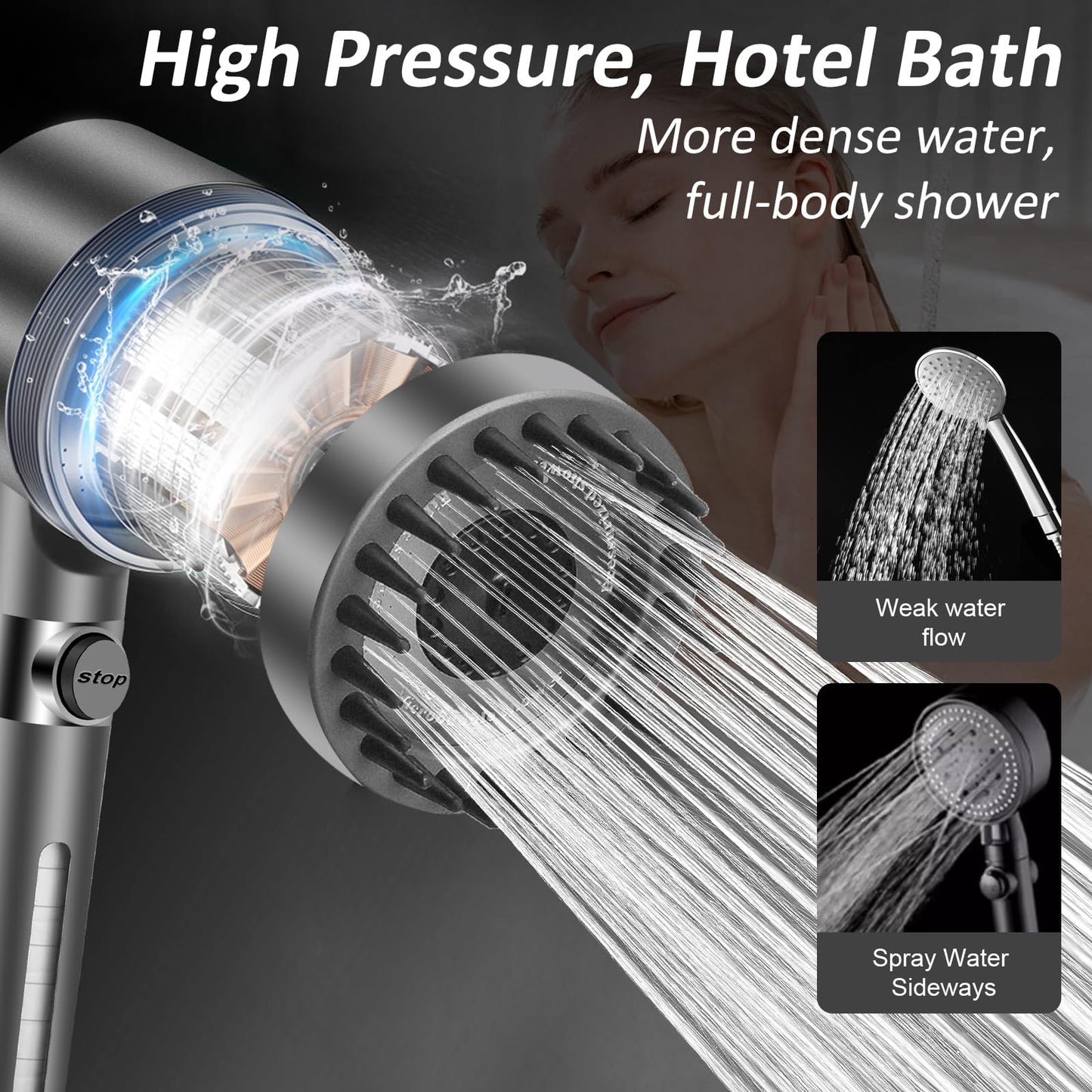 High-Pressure Shower Head with Built-In Scalp Massager