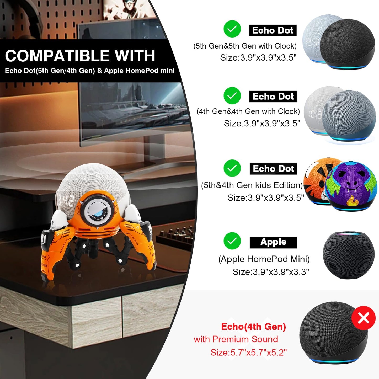 Echo Dot Machina Table Holder Stand